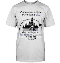 Load image into Gallery viewer, Once upon a time there was girl really loved los angeles chargers it was me mickey disney castle shirt