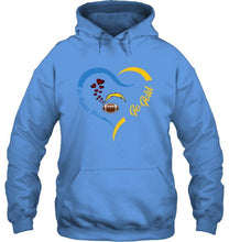 Load image into Gallery viewer, Go Powder blue Go gold Los Angeles Chargers fan heart shirt