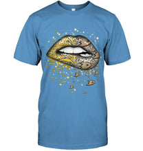 Load image into Gallery viewer, Los Angeles Chargers and Anaheim Ducks glitter pattern sexy lips t shirt