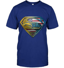 Load image into Gallery viewer, Los Angeles Chargers and UCLA Bruins superman american flag layer shirt