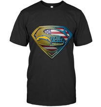 Load image into Gallery viewer, Los Angeles Chargers and UCLA Bruins superman american flag layer shirt