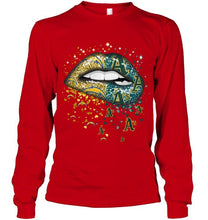Load image into Gallery viewer, Los Angeles Chargers and Oakland Athletics glitter pattern sexy lips t shirt