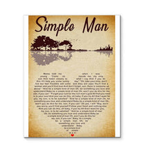 Load image into Gallery viewer, Lynyrd Skynyrd simple man lyric heart typography guitar jungle canvas