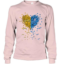 Load image into Gallery viewer, Los Angeles Chargers and Los Angeles Dodgers tiny hearts shaped fan shirt