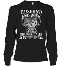 Load image into Gallery viewer, Husband &amp; wife riding partners for life sugar skull shirt
