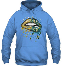 Load image into Gallery viewer, Los Angeles Chargers and Oakland Athletics glitter pattern sexy lips t shirt