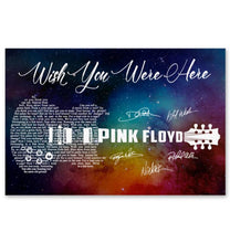 Load image into Gallery viewer, Pink floyd wish you were here lyric guitar typography coloful galaxy layer signed poster