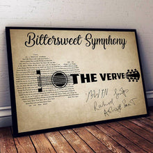 Load image into Gallery viewer, bittersweet symphony lyrics guitar typography the verve signed poster canvas