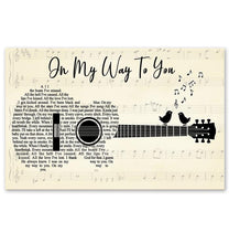 Load image into Gallery viewer, Cody Johnson On My Way To You lyric guitar typography with bird whispering poster