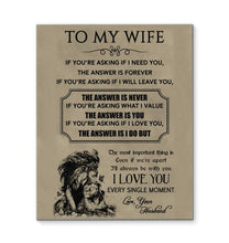 Load image into Gallery viewer, Husband to wife asking if I need you Forever Love you every single moment canvas