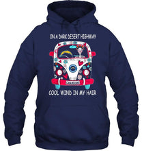 Load image into Gallery viewer, On dark desert high way Cool wind in my hair Los Angeles Chargers hippie car shirt