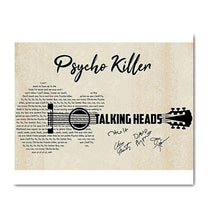 Load image into Gallery viewer, Talking Heads psycho killer lyric guitar typography signed canvas