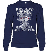 Load image into Gallery viewer, Husband and wife riding partners for life Black T Shirt