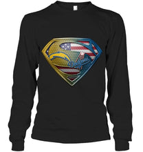 Load image into Gallery viewer, Los Angeles Chargers and Los Angeles Dodgers superman american flag layer shirt