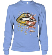 Load image into Gallery viewer, Los Angeles Chargers and San Francisco Giants glitter pattern sexy lips t shirt