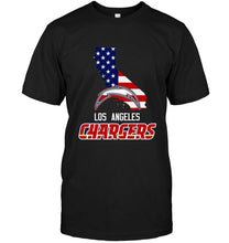 Load image into Gallery viewer, Los Angeles Chargers California 4th July independence day american flag shirt