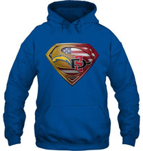 Load image into Gallery viewer, Los Angeles Chargers and San Diego State Aztecs superman american flag layer shirt