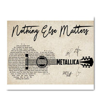 Load image into Gallery viewer, Metallica Nothing else matter lyric guitar typography signed canvas
