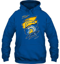 Load image into Gallery viewer, Los Angeles Chargers and San Jose State Spartans layer under ripped shirt