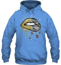 Load image into Gallery viewer, Los Angeles Chargers and Los Angeles Kings glitter pattern sexy lips t shirt