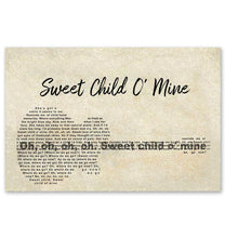 Load image into Gallery viewer, Guns N' Roses Sweet child o' mine lyric  guitar typography