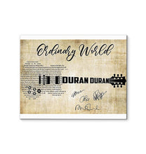 Load image into Gallery viewer, Duran Duran Ordinary world lyric guitar typography signed canvas