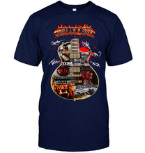 Load image into Gallery viewer, Hellyeah guitar images band member signed for fan t shirt