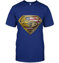 Load image into Gallery viewer, Los Angeles Chargers and Anaheim Ducks superman american flag layer shirt