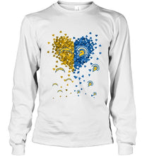 Load image into Gallery viewer, Los Angeles Chargers and San Jose State Spartans tiny hearts shaped fan shirt