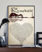 Load image into Gallery viewer, bon jovi run away lyric heart typography jungle guitar poster canvas