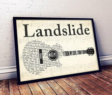 Load image into Gallery viewer, stevie nicks landslide i took my love i took it down lyric guitar typography poster canvas