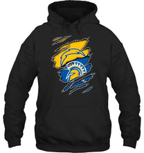 Load image into Gallery viewer, Los Angeles Chargers and San Jose State Spartans layer under ripped shirt