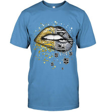 Load image into Gallery viewer, Los Angeles Chargers and Los Angeles Kings glitter pattern sexy lips t shirt