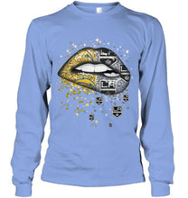 Load image into Gallery viewer, Los Angeles Chargers and Los Angeles Kings glitter pattern sexy lips t shirt