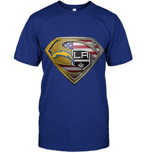 Load image into Gallery viewer, Los Angeles Chargers and Los Angeles Kings superman american flag layer shirt