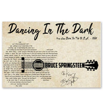 Load image into Gallery viewer, Bruce Springsteen dancing in the dark lyric guitar typography signed poster