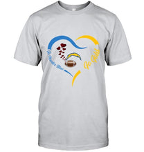 Load image into Gallery viewer, Go Powder blue Go gold Los Angeles Chargers fan heart shirt