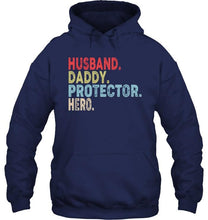 Load image into Gallery viewer, Husband daddy protector hero retro Black T Shirt