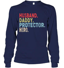 Load image into Gallery viewer, Husband daddy protector hero retro Black T Shirt