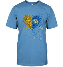 Load image into Gallery viewer, Los Angeles Chargers and San Jose State Spartans tiny hearts shaped fan shirt