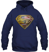 Load image into Gallery viewer, Los Angeles Chargers and Anaheim Ducks superman american flag layer shirt