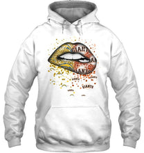 Load image into Gallery viewer, Los Angeles Chargers and San Francisco Giants glitter pattern sexy lips t shirt