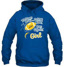 Load image into Gallery viewer, touch down lovin defense yellin team supportin Los Angeles Chargers girl shirt