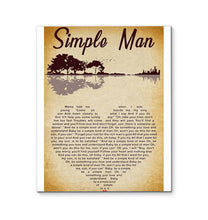 Load image into Gallery viewer, Lynyrd Skynyrd simple man lyric heart typography guitar jungle canvas