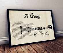 Load image into Gallery viewer, 21 guns Green day lyric guitar typography signed poster canvas