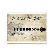 Load image into Gallery viewer, INXS Never tear us apart lyric guitar typography signed canvas