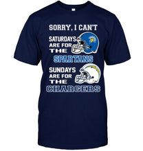 Load image into Gallery viewer, Sorry I can't saturdays are for San Jose State Spartans sundays are for Los Angeles Chargers shirt