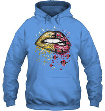 Load image into Gallery viewer, Los Angeles Chargers and San Diego State Aztecs glitter pattern sexy lips t shirt