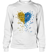 Load image into Gallery viewer, Los Angeles Chargers and Los Angeles Dodgers tiny hearts shaped fan shirt