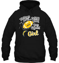 Load image into Gallery viewer, touch down lovin defense yellin team supportin Los Angeles Chargers girl shirt